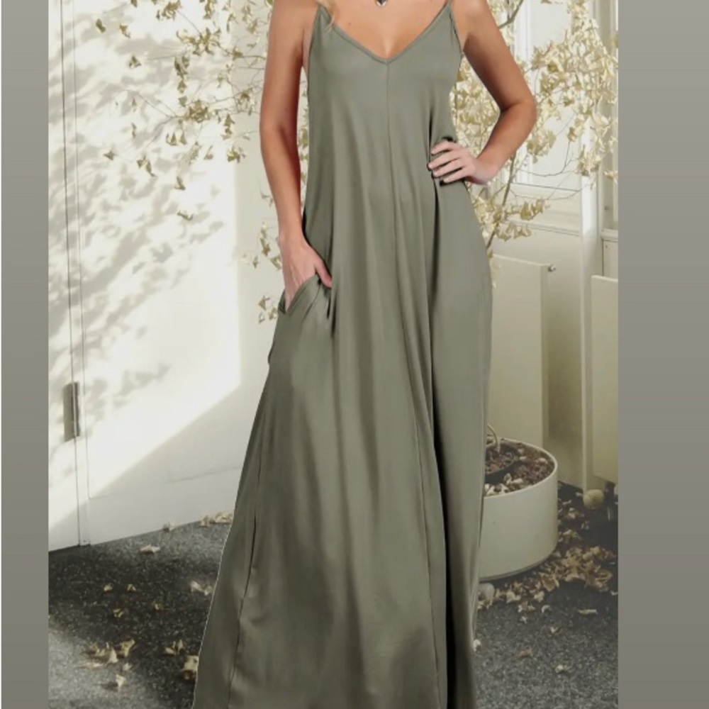 Doublju Green Spaghetti Strap Maxi Sundress